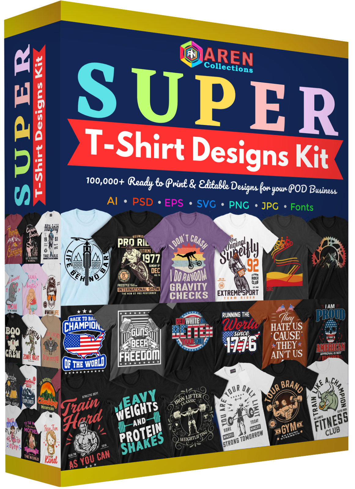Super T-Shirt Designs Kit with 100k+ Editable Designs - Aren Collections